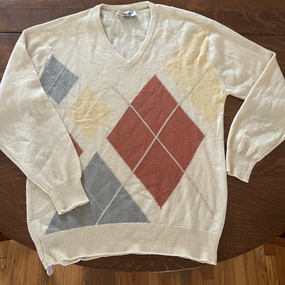 Pringle of Scotland Men’s XL cashmere argyle Vneck